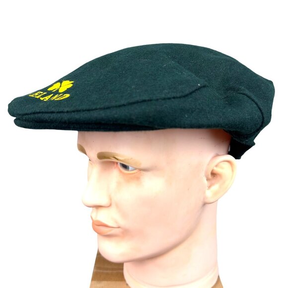 Irish Newsboy Flat Cap Green Hat Traditional Ireland Shamrock Clover Wool - Picture 2 of 11